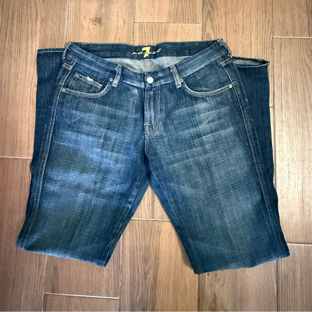 Y2K • 7 For All Mankind - Vintage Bootcut Indigo Jeans w/ Swarovskis • Low cut - Picture 3 of 6